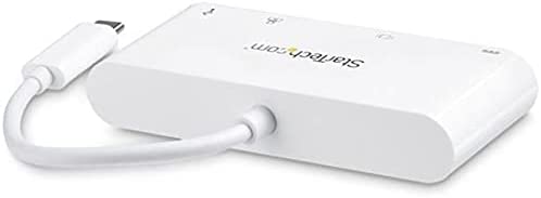 StarTech.com USB C Multiport Adapter - USB-C to DVI-D (Digital) Video Adapter with 60W Power Delivery Passthrough Charging, GbE, USB-A - Portable USB Type-C/Thunderbolt 3 Mini Laptop Dock (DKT30CDVPD) 1x USB-A 3.0 | DVI-D