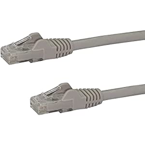 StarTech.com 8ft CAT6 Ethernet Cable - Gray CAT 6 Gigabit Ethernet Wire -650MHz 100W PoE RJ45 UTP Network/Patch Cord Snagless w/Strain Relief Fluke Tested/Wiring is UL Certified/TIA (N6PATCH8GR) Gray 8 ft / 2.4 m 1 Pack