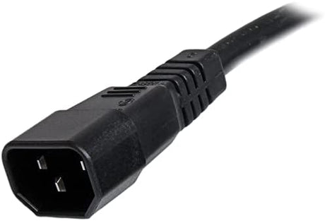 StarTech.com 6ft (1.8m) Heavy Duty Extension Cord, IEC 320 C14 to IEC 320 C15 Black Extension Cord, 15A 125V, 14AWG, Extension Power Cable, Heavy Duty AC Power Cord, UL Listed (PXTC14C156) 6 ft / 2m 14 AWG