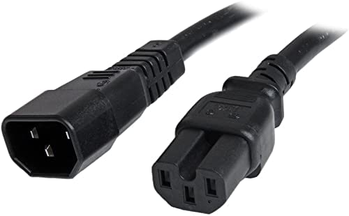 StarTech.com 6ft (1.8m) Heavy Duty Extension Cord, IEC 320 C14 to IEC 320 C15 Black Extension Cord, 15A 125V, 14AWG, Extension Power Cable, Heavy Duty AC Power Cord, UL Listed (PXTC14C156) 6 ft / 2m 14 AWG
