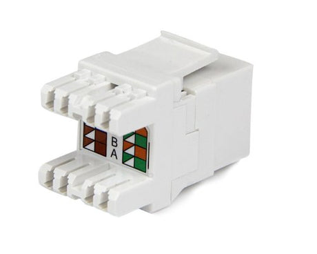 StarTech.com 180 Degree Cat 6 Keystone Jack - RJ45 Ethernet Cat6 Wall Jack White - 110 Type - Keystone Jack 180 Degree 110 UTP (C6KEY110SWH) White Cat 6 - 180 Degree