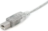 StarTech.com 6 ft Clear A to B USB 2.0 Cable - M/M - USB Cable - USB (M) to USB Type B (M) - 6 ft - Transparent - USBFAB6T
