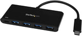 StarTech.com 4 Port USB C Hub with 4 USB Type-A Ports (USB 3.0 SuperSpeed 5Gbps) - 60W Power Delivery Passthrough Charging - USB 3.1 Gen 1/USB 3.2 Gen 1 Laptop Hub Adapter - MacBook, Dell (HB30C4AFPD) 0.4" x 1.6" x 3.7" Black