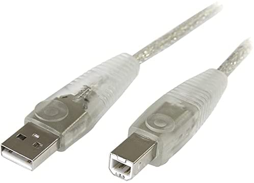 StarTech.com Transparent USB 2.0 Cable - A to B - USB cable - USB (M) to USB Type B (M) - USB 2.0 - 6 ft - molded - transparent (USB2HAB6T) Transparent 6 ft / 2m