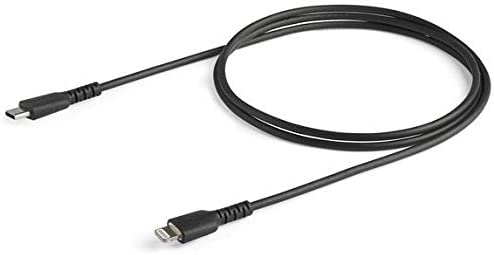 StarTech.com 3 Foot (1m) Durable Black USB-C to Lightning Cable - Heavy Duty Rugged Aramid Fiber USB Type A to Lightning Charger/Sync Power Cord - Apple MFi Certified iPad/iPhone 12 (RUSBCLTMM1MB) Black 1m