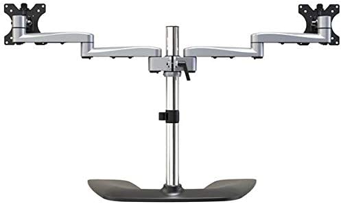 StarTech.com Dual Monitor Stand - Ergonomic Desktop Monitor Stand for up to 32" VESA Displays - Free-Standing Articulating Universal Computer Monitor Mount - Adjustable Height - Silver (ARMDUALSS) Up to 32" Dual Monitor Silver
