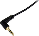 StarTech.com 1 ft. (0.3 m) Right Angle 3.5 mm Audio Cable - 3.5mm Slim Audio Cable - Right Angle - Male/Male - Aux Cable (MU1MMSRA), Black 1 ft 1 Angled Connector Audio Cable