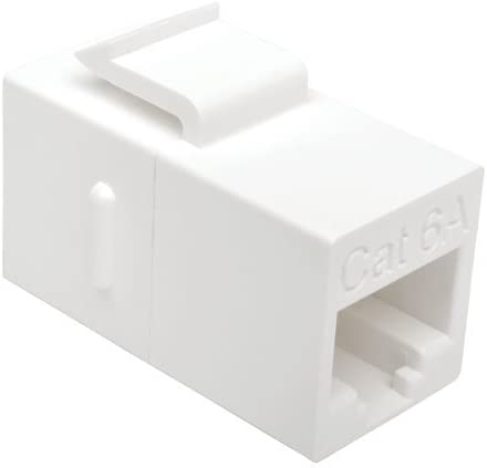 TRIPP LITE Cat6a Straight Through Modular in Line Snap in Coupler RJ45 F/F (N235-001-6A) Cat6a White