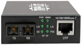 Tripp Lite Multimode Fiber Media Converter, Fiber to Ethernet Converter, Gigabit, POE+, 10/100/1000 SC, 1310 nm, 2 km (N785-P01-SC-MM2) Multimode 2 km (1.2 mi) SC / Multimode