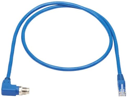 Tripp Lite M12 X-Code Right-Angle to RJ45 Cat6 Ethernet Cable (M/M), 1 Gbps, UTP, UL CMR-LP Certified for 60W PoE, Heavy-Duty IP68 Rating, 6.6 Feet / 2 Meters, (NM12-604-02M-BL) Right-Angle M12 to RJ45 6.6 ft / 2M