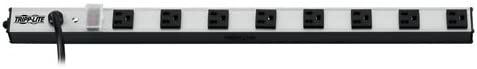 Tripp Lite 8 Outlet Bench &amp; Cabinet Power Strip, 24 in. Length, 10ft Cord with 5-15P Plug (PS240810),Black/Silver 8 Outlet Power Strip
