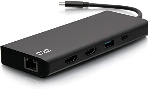 C2g/ cables to go C2G 4K USB C Dual Monitor Dock with Power - HDMI, Ethernet, USB, 3.5mm &amp; 60W