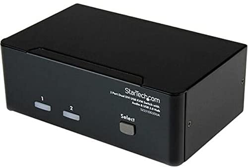 StarTech.com DVI KVM Switch with Audio &amp; USB 2.0 Hub – 2-Port USB KVM Switch - 1920 x 1200 - Dual Monitor KVM Switch (SV231DD2DUA) Audio | USB 2.0 Hub DVI | Dual Monitor