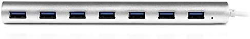 StarTech.com 7 Port Compact USB 3.0 Hub with Built-in Cable - Aluminum USB Hub - Silver USB3 Hub with 20W Power Adapter (ST73007UA) Aluminum Portable (Built in Cable) Cable