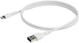 StarTech.com 3 foot (1m) Durable White USB-A to Lightning Cable - Heavy Duty Rugged Aramid Fiber USB Type A to Lightning Charger/Sync Power Cord - Apple MFi Certified iPad/iPhone 12 (RUSBLTMM1M) White 1m