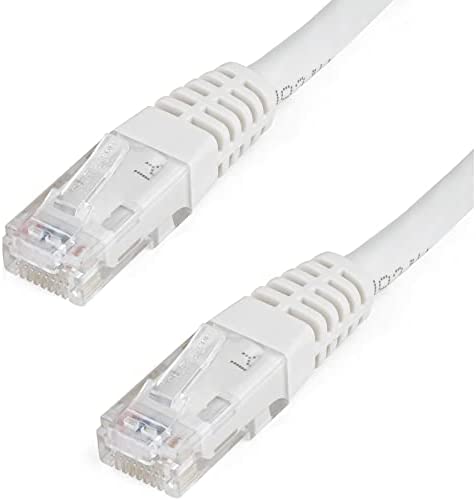 StarTech.com 2ft CAT6 Ethernet Cable - White CAT 6 Gigabit Ethernet Wire -650MHz 100W PoE++ RJ45 UTP Molded Category 6 Network/Patch Cord w/Strain Relief/Fluke Tested UL/TIA Certified (C6PATCH2WH) White 2 ft / 0.6 m 1 Pack