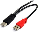 StarTech.com 3 ft USB Y Cable for External Hard Drive - USB A to Mini B - USB Cable - USB (M) to Mini-USB Type B (M) - USB 2.0 - Black (USB2HABMY3) 3 ft / 1m