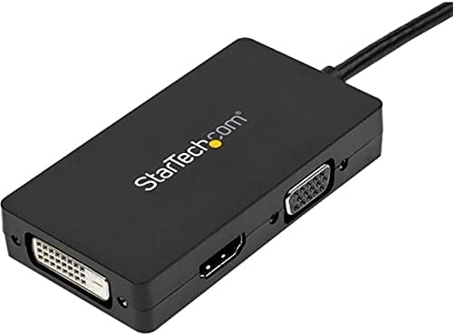 StarTech.com 3 in 1 DisplayPort Multi Video Adapter Converter - 1080p DP Laptop to HDMI VGA or DVI Monitor or Projector Display (DP2VGDVHD),VGA / DVI / HDMI (Black) Black DisplayPort (Input) DisplayPort Adapter