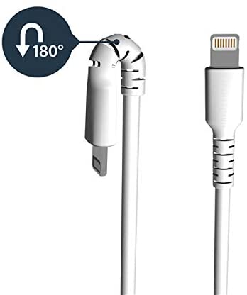 StarTech.com 6 Foot (2m) Durable White USB-A to Lightning Cable - Heavy Duty Rugged Aramid Fiber USB Type A to Lightning Charger/Sync Power Cord - Apple MFi Certified iPad/iPhone 12 (RUSBLTMM2M) White 2m