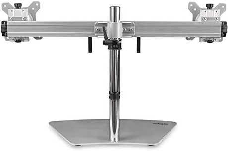 StarTech.com Dual Monitor Stand - Ergonomic Free Standing Dual Monitor Desktop Stand for Two 24" VESA Mount Displays - Synchronized Height Adjustable - Double Monitor Pole Mount - Silver (ARMDUOSS) Up to 24" Dual Monitor Silver