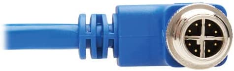 Tripp Lite M12 X-Code Right-Angle to RJ45 Cat6 Ethernet Cable (M/M), 1 Gbps, UTP, UL CMR-LP Certified for 60W PoE, Heavy-Duty IP68 Rating, 9.8 Feet / 3 Meters, (NM12-604-03M-BL) Right-Angle M12 to RJ45 9.8 ft / 3M