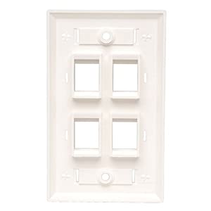 Tripp Lite Quad Outlet RJ45 Universal Keystone Face Plate / Wall Plate, White, 4-Port (N042-001-04-WH)