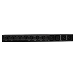 Tripp Lite 3.2-3.8kW Single-Phase ATS/Switched PDU, LX Platform Interface, 200-240V Outlets (8 C13 &amp; 2 C19), 2 C20, 12ft Cord, 1U Rack-Mount, TAA (PDUMH20HVATNET) Black Switched + ATS PDU