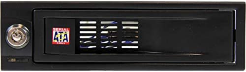 StarTech.com 5.25in Trayless Hot Swap Mobile Rack for 3.5in Hard Drive - Internal SATA Backplane Enclosure - Lockable drive bay (HSB100SATBK) Black Tray-less