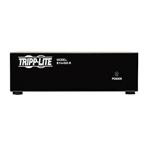 Tripp Lite 2-Port VGA Splitter with Signal Booster High Resolution Video, 350MHz, 2048x1536 (HD15 M/2xF)(B114-002-R) 2 Port VGA