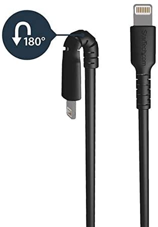 StarTech.com 6 Foot (2m) Durable Black USB-A to Lightning Cable - Heavy Duty Rugged Aramid Fiber USB Type A to Lightning Charger/Sync Power Cord - Apple MFi Certified iPad/iPhone 12 (RUSBLTMM2MB) Black 2m