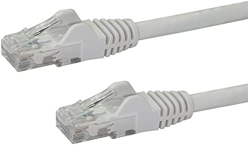 StarTech.com 30ft CAT6 Ethernet Cable - White CAT 6 Gigabit Ethernet Wire -650MHz 100W PoE RJ45 UTP Network/Patch Cord Snagless w/Strain Relief Fluke Tested/Wiring is UL Certified/TIA (N6PATCH30WH) White 30 ft / 9.1 m 1 Pack