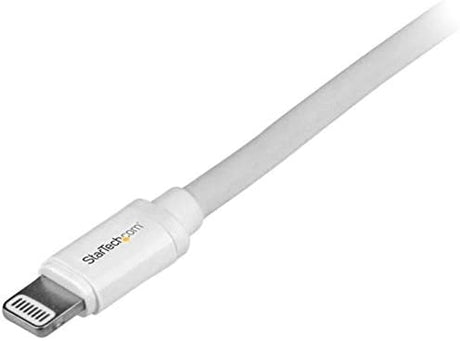 StarTech.com 2m (6ft) Long White Apple 8-pin Lightning Connector to USB Cable for iPhone / iPod / iPad - Charge and Sync Cable (USBLT2MW) 6ft White