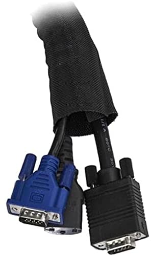 StarTech.com 6.5' (2m) Cable Management Sleeve - Flexible Coiled Cable Wrap - 1.0-1.5" dia. Expandable Sleeve - Polyester Cord Manager/Protector/Concealer - Black Trimmable Cable Organizer (WKSTNCM) 1" x 1" x 79.20"