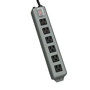 Tripp Lite 6 Outlet Waber Industrial Power Strip, 15ft Cord with 5-15P Plug (UL24CB-15) Blue gray 6 Outlet, 15ft Cord Power Strip