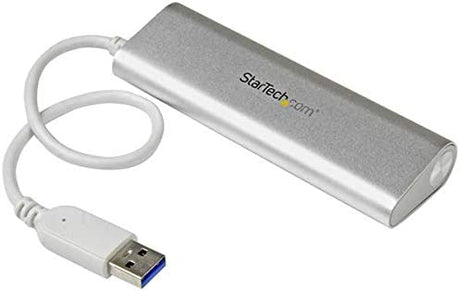 StarTech.com 4 Port Portable USB 3.0 Hub with Built-in Cable - Aluminum and Compact USB Hub (ST43004UA) Aluminum 4 x USB-A with Built in Cable