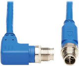 Tripp Lite M12 X-Code Right-Angle Cat6 Ethernet Cable Blue (M/M), 1 Gbps, UTP, UL CMR-LP Certified for 60W PoE, Heavy-Duty IP68 Rating, 32.8 Feet / 10 Meters, (NM12-603-10M-BL) Right-Angle M12 32.8 ft / 10M
