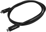 StarTech.com Active 40Gbps Thunderbolt 3 Cable - 3.3ft/1m - Black - 5k 60Hz/4k 60Hz - Certified TB3 Charger Cord w/ 100W Power Delivery (TBLT3MM1MA) 3ft 40Gbps | Black