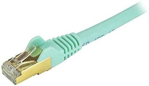 StarTech.com 35ft CAT6a Ethernet Cable - 10 Gigabit Shielded Snagless RJ45 100W PoE Patch Cord - 10GbE STP Network Cable w/Strain Relief - Aqua Fluke Tested/Wiring is UL Certified/TIA (C6ASPAT35AQ) 35 ft / 10.5m Aqua