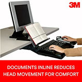 3M Adjustable Document Copy Holder, In-line with Monitor Minimizing Head and Neck Movement, 150 Sheet Capacity Holds Sheets to Books, Elastic Line Guide Keeps Pages Open, 14" Wide, Black (DH630) - Dealtargets.com