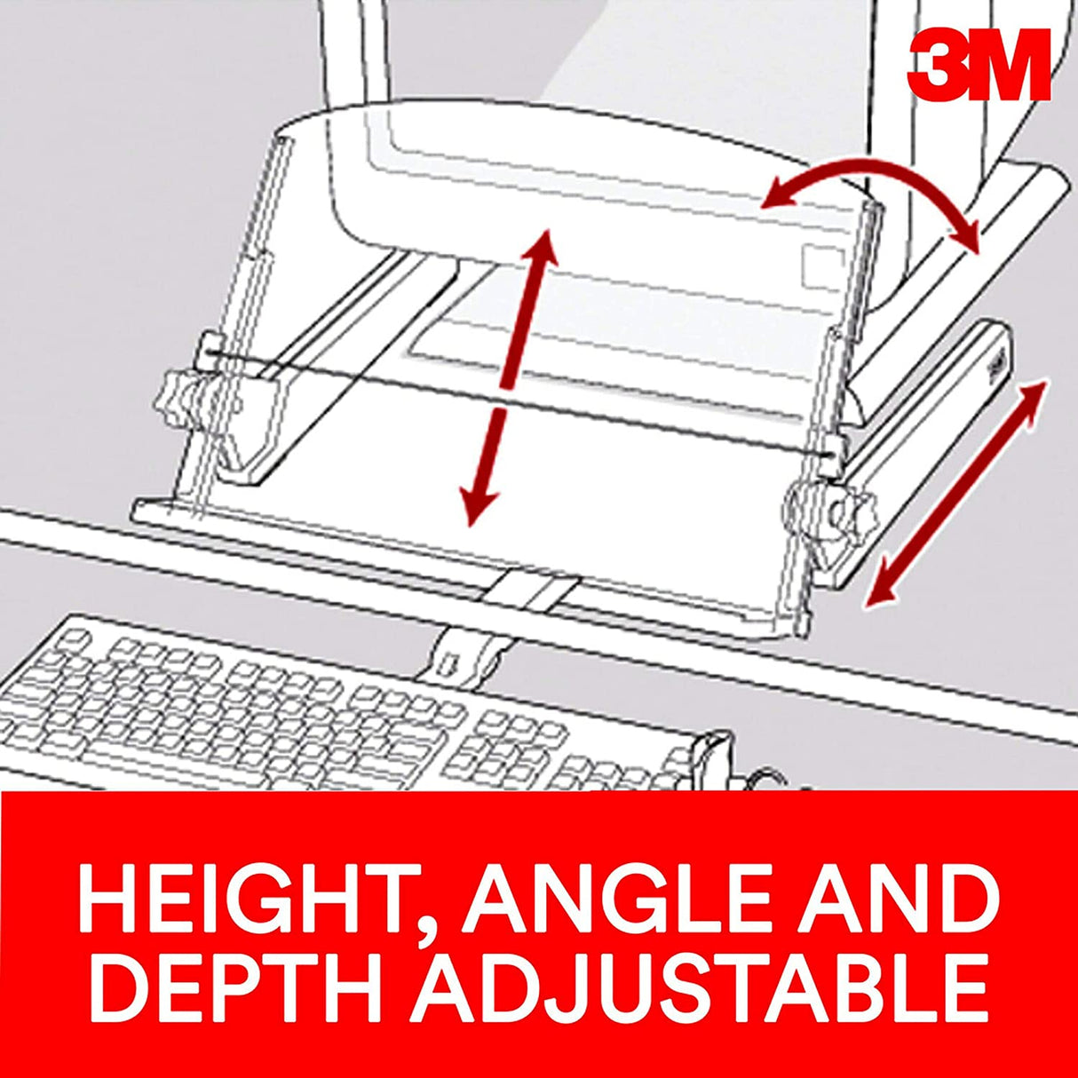 3M Adjustable Document Copy Holder, In-line with Monitor Minimizing Head and Neck Movement, 300 Sheet Capacity Holds Sheets to Books, Elastic Line Guide Keeps Pages Open, 18" Wide, Black (DH640),Black/Clear - Dealtargets.com
