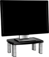 3M Adjustable Monitor Stand Riser, Three Leg Segments Simply Adjust Height, Sturdy Platform Holds Up to 80 lbs for Monitors, Laptops, and Printers, Space for Storage Underneath, Silver/Black (MS80B) - Dealtargets.com