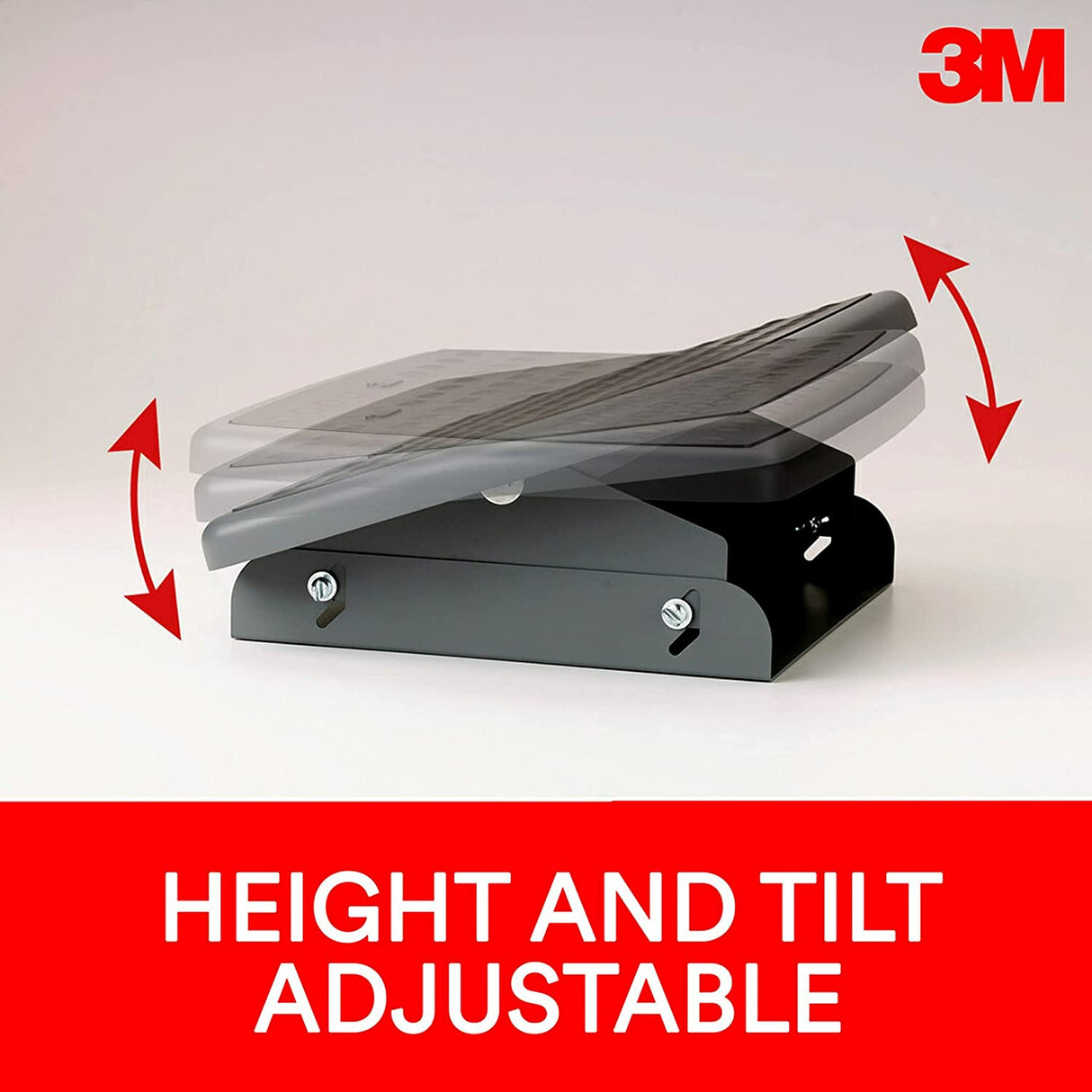 3M Foot Rest, Height and Tilt Adjustable, 22" Extra Wide Platform with Safety-Walk Slip Resistant Surface Provides Ample Room for Both Feet, Heavy Duty Steel Construction, Charcoal Gray (FR530CB) - Dealtargets.com