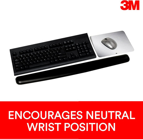 3M Keyboard and Mouse Wrist Rest, 25" Long, Ergonomic Gel with Antimicrobial Protection, Black Leatherette 25" Leatherette Cover - Dealtargets.com