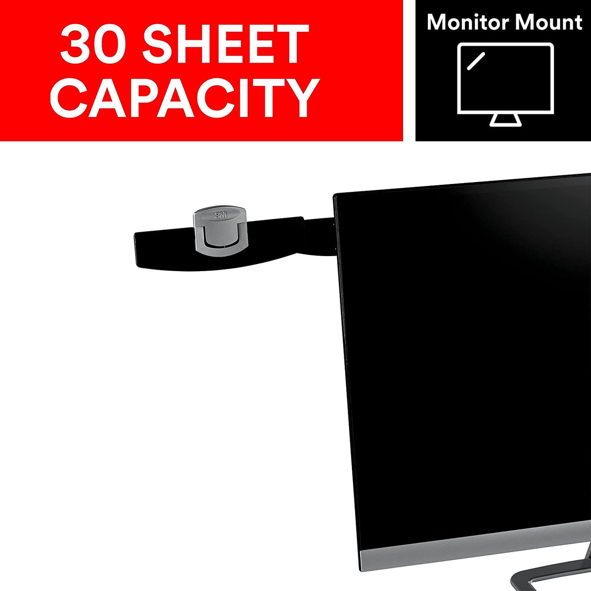 3M Monitor Mount Document Clip Copy Clip, Mounts Right or Left with Command™ Adhesive, Use on Monitors and Laptops for Easy Viewing and Reduced Clutter, Holds up to 30 Sheets, Black (DH240MB) - Dealtargets.com