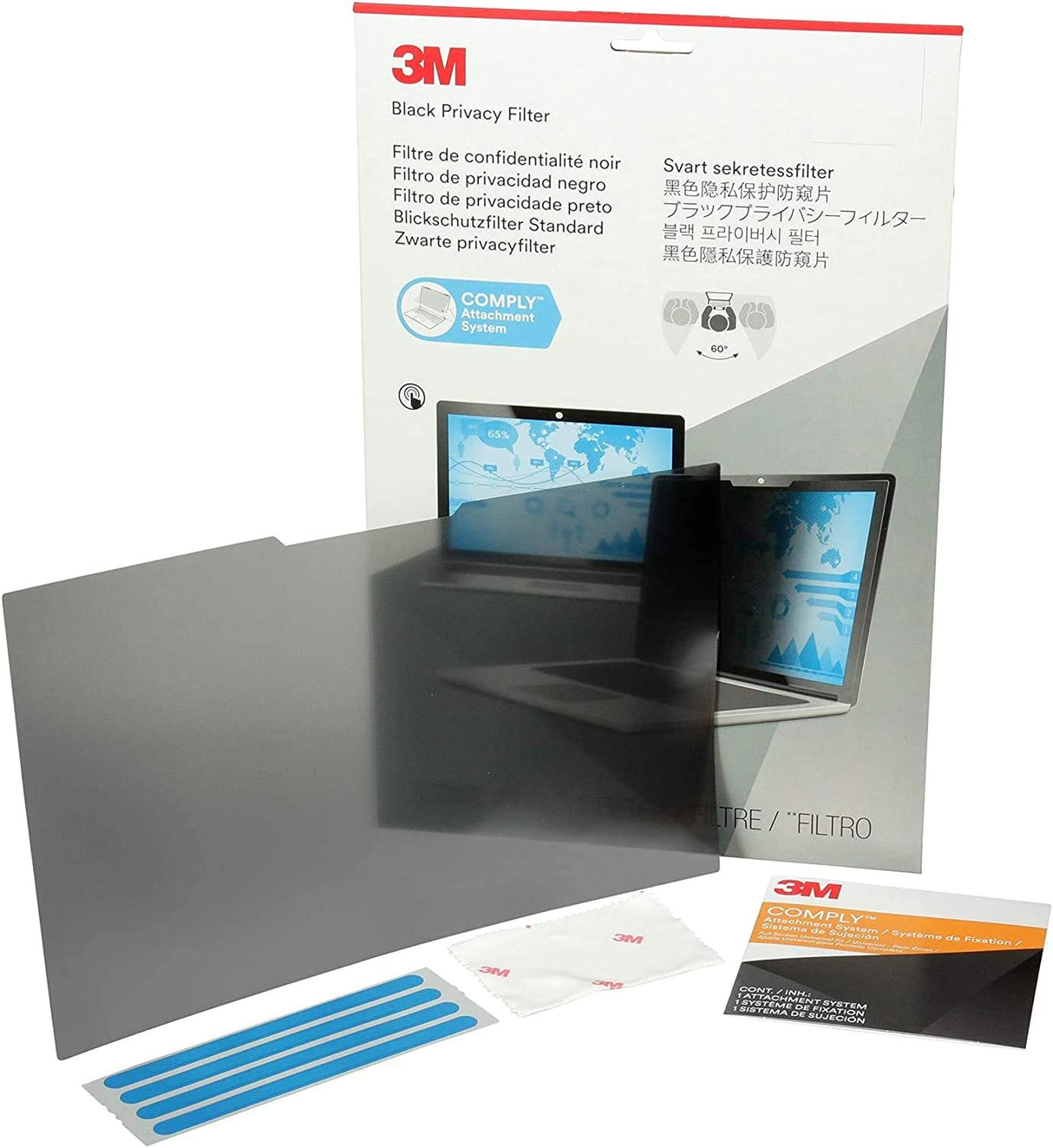 3M Privacy Filter- 3M PF12.1W Widescreen Laptop privacy screen (16:10) Black 10 3/8 x 6 1/2 Inch - Dealtargets.com