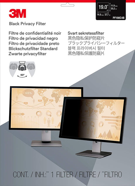 3M Privacy Filter for Standard Monitor (PF190C4B),Black,19" 19.0 - Dealtargets.com