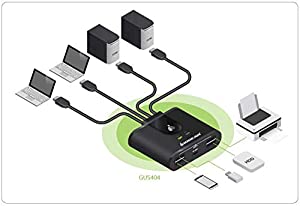 IOGEAR 4x4 USB 2.0 Peripheral Sharing Switch, for Multiple USB Devices GUS404 , Black 4x4 USB 2.0 Sharing Switch