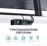 StarTech.com 7-Port USB 2.0 Hub - Metal Industrial USB-A Hub with ESD Protection &amp; 350W Surge Protection - Din Rail, Wall or Desk Mountable - TAA Compliant USB Expander Hub (ST7200USBM) 7 Port USB 2.0