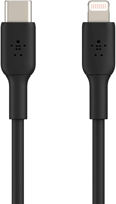 Belkin USB-C to Lightning Cable (iPhone Fast Charging Cable for iPhone 8 or later) Boost Charge MFi-Certified iPhone USB-C Cable, 3ft/1m, Black, Model: CAA003bt1MBK Black 3.3 ft PVC USB C Cable