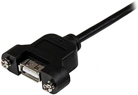 StarTech.com 1 ft Panel Mount USB Cable A to A - F/M - USB extension cable - USB (M) to USB (F) - USB 2.0 - 1 ft - molded, thumbscrews - black - USBPNLAFAM1